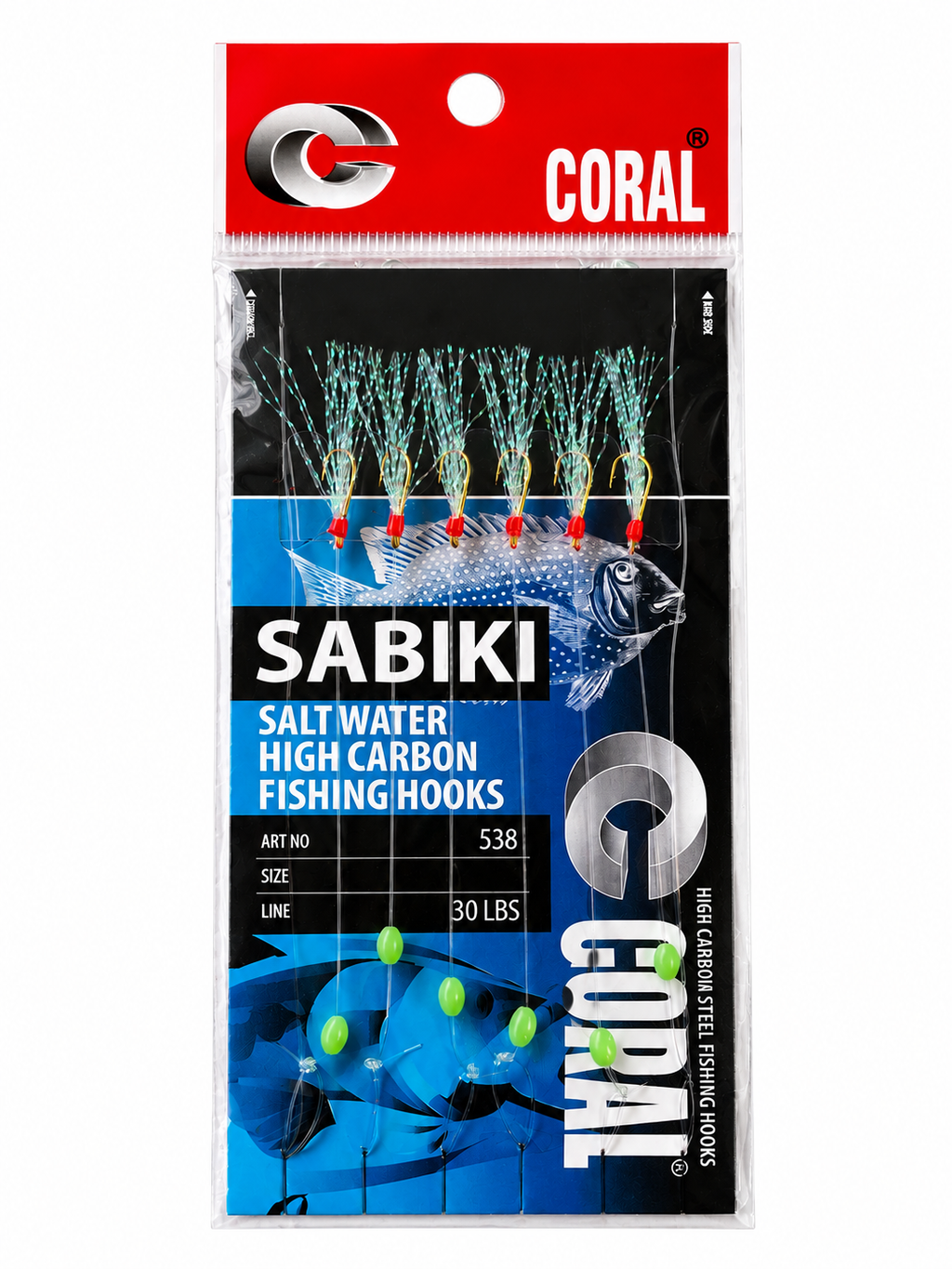 Sabiki rig - 6 hooks (30Ib) Blue