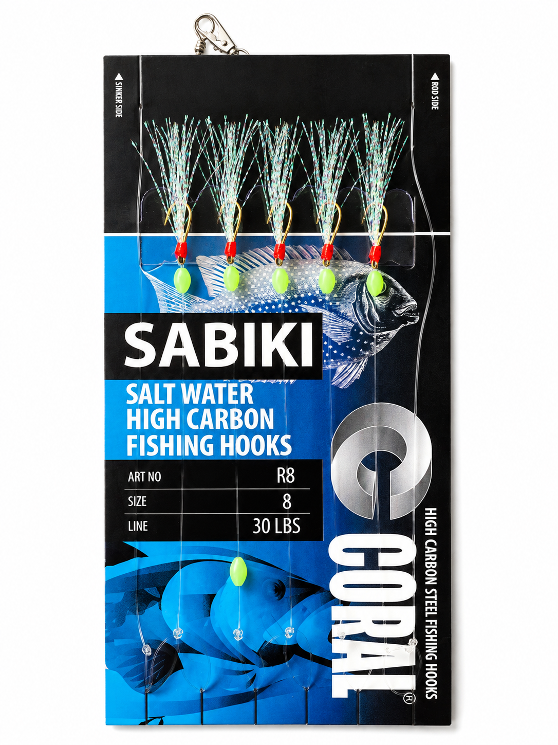 Sabiki rig - 6 hooks (30Ib) Blue
